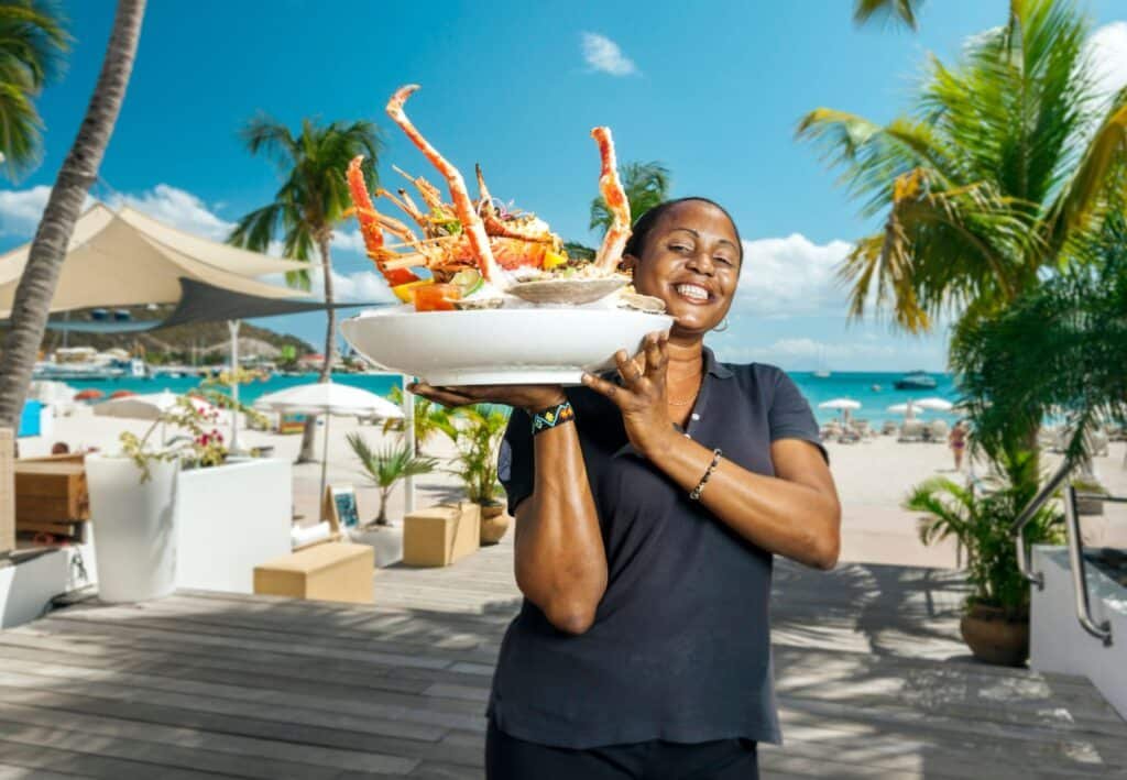 Fresh seafood dining at Fruit de Mer in Simpson Bay, St. Maarten offering gourmet fish, shellfish, and waterfront views near the cruise port