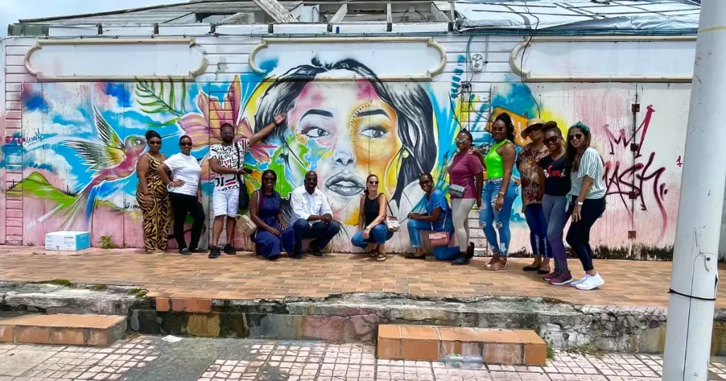 Island street art tour in St. Maarten showcasing colorful murals, local culture, and guided exploration near Philipsburg and Simpson Bay