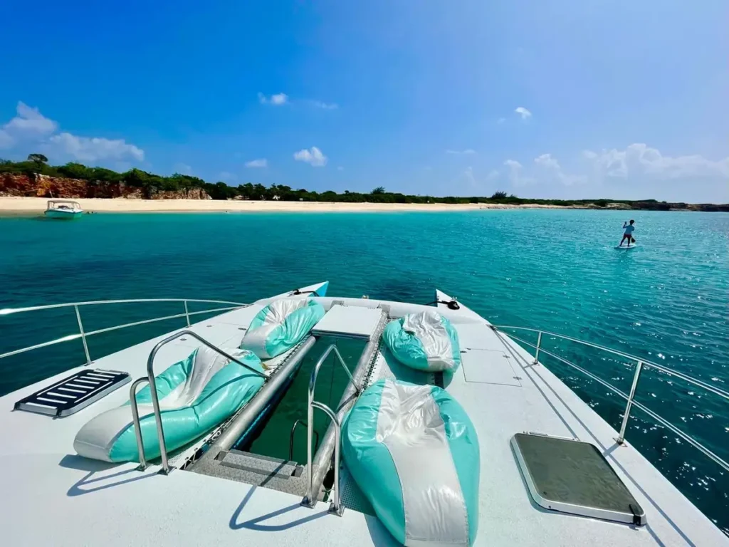 Luxury Catamaran Lounge Near Tintamarre Island