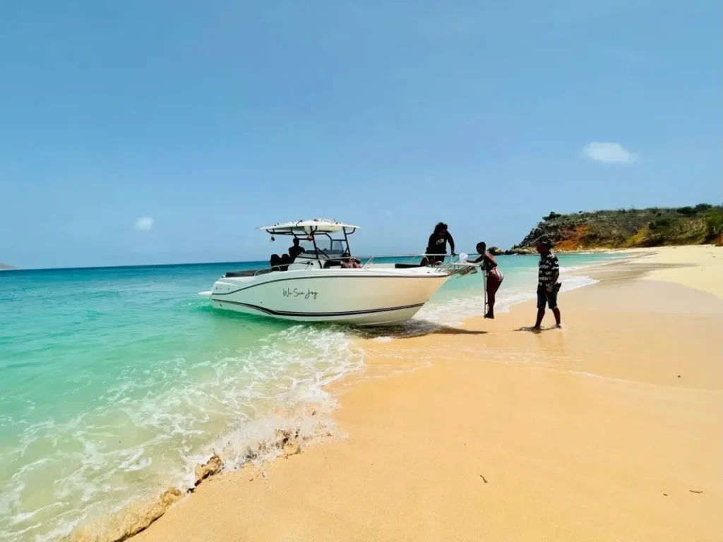 Private Powerboat Landing On Tintamarre Beach